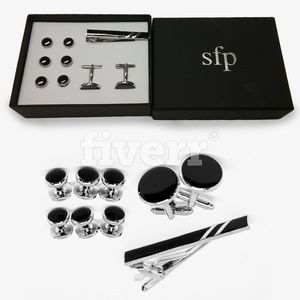 SFP Men's Cufflinks Studs & Tie Clip